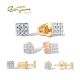 SANTUZZA 14K 585 Rose Yelow Gold Earrings Diamond Dainty Square Stud Fine Jewelry