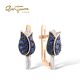 SANTUZZA 14K 585 Rose Gold Earrings Diamond Blue Sapphire Tulip Fine Jewelry