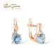 SANTUZZA 14K 585 Rose Gold Sparkling Diamond Blue Topaz Fine Jewelry