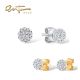 SANTUZZA 14K 585 Yellow/white Gold Stud Earrings Diamond Round Cirle Fine Jewelry