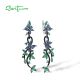 SANTUZZA 925 Sterling Silver Drop Earrings Green Black Spinel Blue CZ Butterfly Leaf Earrings Jewelry