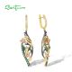 SANTUZZA 925 Sterling Silver Earrings Colorful Stones Bird Flower Dangling Earrings Jewelry