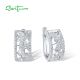 SANTUZZA 925 Sterling Silver Earrings White Cubic Zirconia Bamboo Leaf Jewelry