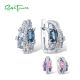 SANTUZZA 925 Sterling Silver Earrings Blue Cubic Zirconia Jewelry