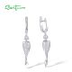 SANTUZZA 925 Sterling Silver Earrings Long Danling White Plating Cubic Zirconia Jewelry