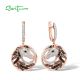 SANTUZZA 925 Sterling Silver Earrings Rose Gold Color Black Brown Horse Fine Jewelry