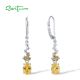 SANTUZZA 925 Sterling Silver Earrings Yellow CZ Yellow Nano CZ White CZ Dangling Jewelry