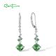 SANTUZZA 925 Sterling Silver Earrings Green Glass And Spinel Long Drop Jewelry