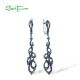 SANTUZZA 925 Sterling Silver Dangling Earrings Blue /Green Spinel Nano CZ Linear Fine Jewelry