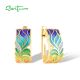 SANTUZZA 925 Sterling Silver Earrings White CZ Colorful Feather Enamel Jewelry