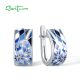 SANTUZZA 925 Sterling Silver Earrings Blue Flower Enamel Earrings Jewelry