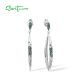 SANTUZZA Silver Earrings 925 Sterling Silver Green Spinel White CZ Geometric Dangling Earrings Jewelry