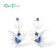 SANTUZZA 925 Sterling Silver Stud  Earrings Blue Stones White Shell Beads CZ Fish Fine Jewelry