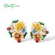 SANTUZZA 925 Sterling Silver Earrings Yellow Champagne CZ Flower Cluster Butterfly Jewelry Enamel