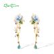 SANTUZZA 925 Sterling Silver Earrings Blue Blooming Flower Jewelry Enamel