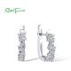 SANTUZZA 925 Sterling Silver Latch Back Earrings White Cubic Zirconia Jewelry