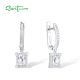 SANTUZZA 925 Sterling Silver Hoop Earrings White Cubic Zirconia Solitaire Fine Jewelry