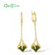 SANTUZZA 925 Sterling Silver Drop Earrings Green Stone White Cubic Zirconia Earrings Jewelry