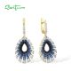 SANTUZZA 925 Sterling Silver Water Drop Earrings Gradient Black/Blue Spinel White CZ Fine Jewelry