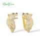 SANTUZZA 925 Sterling Silver Earrings Green Spinel Gold Color Leopard Fine Jewelry