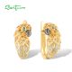 SANTUZZA 925 Sterling Silver Earrings Green Spinel Gold Color Earrings Parrot Fine Jewelry