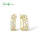 SANTUZZA 925 Sterling Silver Earrings White Cubic Zirconia Gold Color Earrings Fine Jewelry