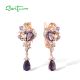 SANTUZZA 925 Sterling Silver Earrings Colorful Gemstone Water Drop Earrings Fine Jewelry