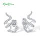 SANTUZZA 925 Sterling Silver Stud Earrings Sparkling White Cubic Zirconia Snake Jewelry