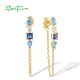 SANTUZZA 925 Sterling Silver Earrings White CZ Blue Stone Gold Color Long Thread Earrings Fine Jewelry