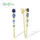 SANTUZZA 925 Sterling Silver Earrings Blue Spinel Long Thread Earrings Dangling Jewelry