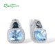 SANTUZZA 925 Sterling Silver Geometric Earrings Blue Stone White Cubic Zircon Fine Jewelry