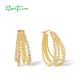 SANTUZZA 925 Sterling Silver Hoop Earrings White Cubic Zirconia Gold Color Charming Earrings Jewelry