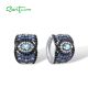 SANTUZZA 925 Sterling Silver Loop Pierce Earrings Blue And Black Spinel White CZ Fine Jewelry