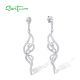 SANTUZZA 925 Sterling Silver Earrings White Cubic Zirconia Butterfly Dangling Earrings Fine Jewelry