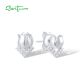 SANTUZZA 925 Sterling Silver Stud Earrings White Cubic Zirconia Tulip Flower Fine Jewelry