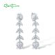 SANTUZZA 925 Sterling Silver Stud Earrings White CZ Tulip Flower Dangling Fine Jewelry