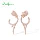 SANTUZZA 925 Sterling Silver Earrings White CZ Tulip Flower Rose Gold Plated Fine Jewelry