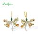 SANTUZZA 925 Sterling Silver Dangle Earrings Multicolor Gemstone Dragonfly Fine Jewelry