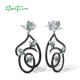 SANTUZZA 925 Sterling Silver Dangling Earrings Black Green Spinel White Lotus Flower Jewelry