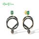 SANTUZZA 925 Sterling Silver Stud Earrings  Black Green Spinel Snake Animal Jewelry