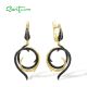 SANTUZZA 925 Sterling Silver Earrings Black Spinel Gold Color Fine Jewelry