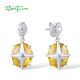 SANTUZZA 925 Sterling Silver Stud Earrings Yellow Stone White CZ Cute Star Jewelry