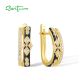 SANTUZZA 925 Sterling Silver Earrings White Zircons Yellow Black Plated Color Jewelry