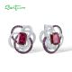 SANTUZZA 925 Sterling Silver Earrings Created Ruby White CZ Delicate Red Jewelry