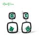 SANTUZZA 925 Sterling Silver Enamel Earrings Green Spinel White CZ Square Dangling Fine Jewelry