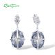 SANTUZZA 925 Sterling Silver Stud Earrings Purple Stone White CZ Jewelry