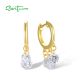 SANTUZZA Pure 925 Sterling Silver Drop Earrings For Women Round White Cubic Zirconia Hoop Gold Color Plated Chic Fine Jewelry