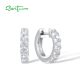 SANTUZZA 925 Sterling Silver Loop Earrings White Cubic Zirconia Jewelry