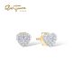 SANTUZZA 14K 585 Yellow Gold Earrings Sparkling Diamond Heart Simple Elegant Fine Jewelry