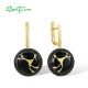 SANTUZZA 925 Silver Dangling Earrings Sterling Silver Black Spinel Yellow Plated Oriental Enamel Jewelry